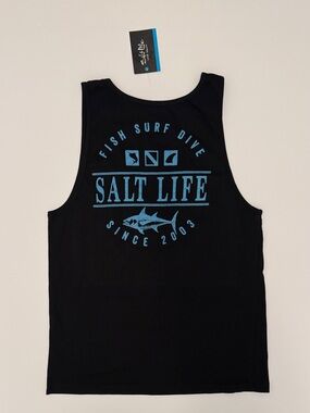 NWT Men’s Salt Life Black Tank with Blue Logo Graphics